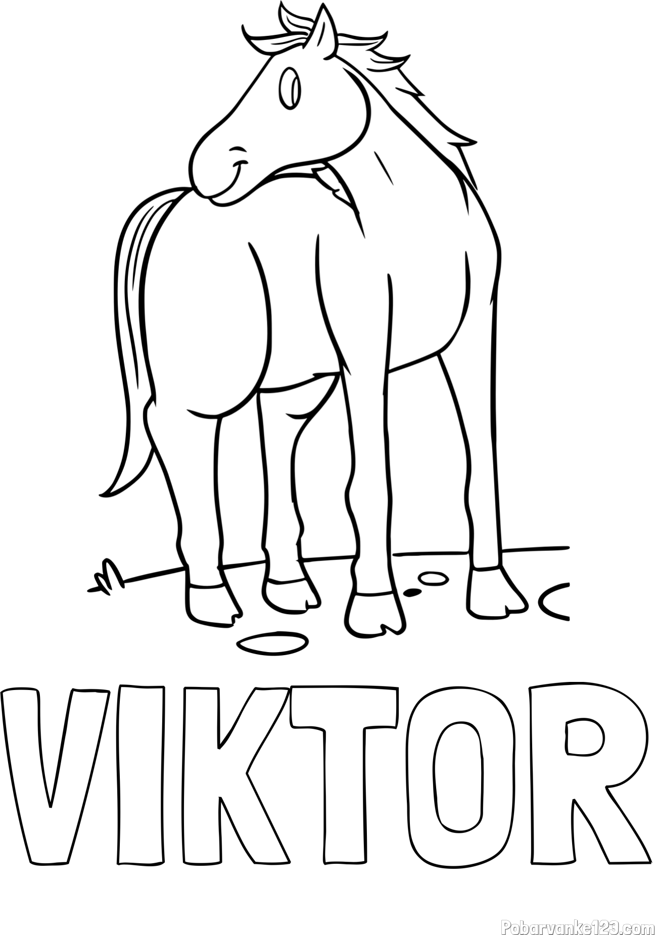 Pobarvanka imena VIKTOR in pobarvanka prikupnega konjička