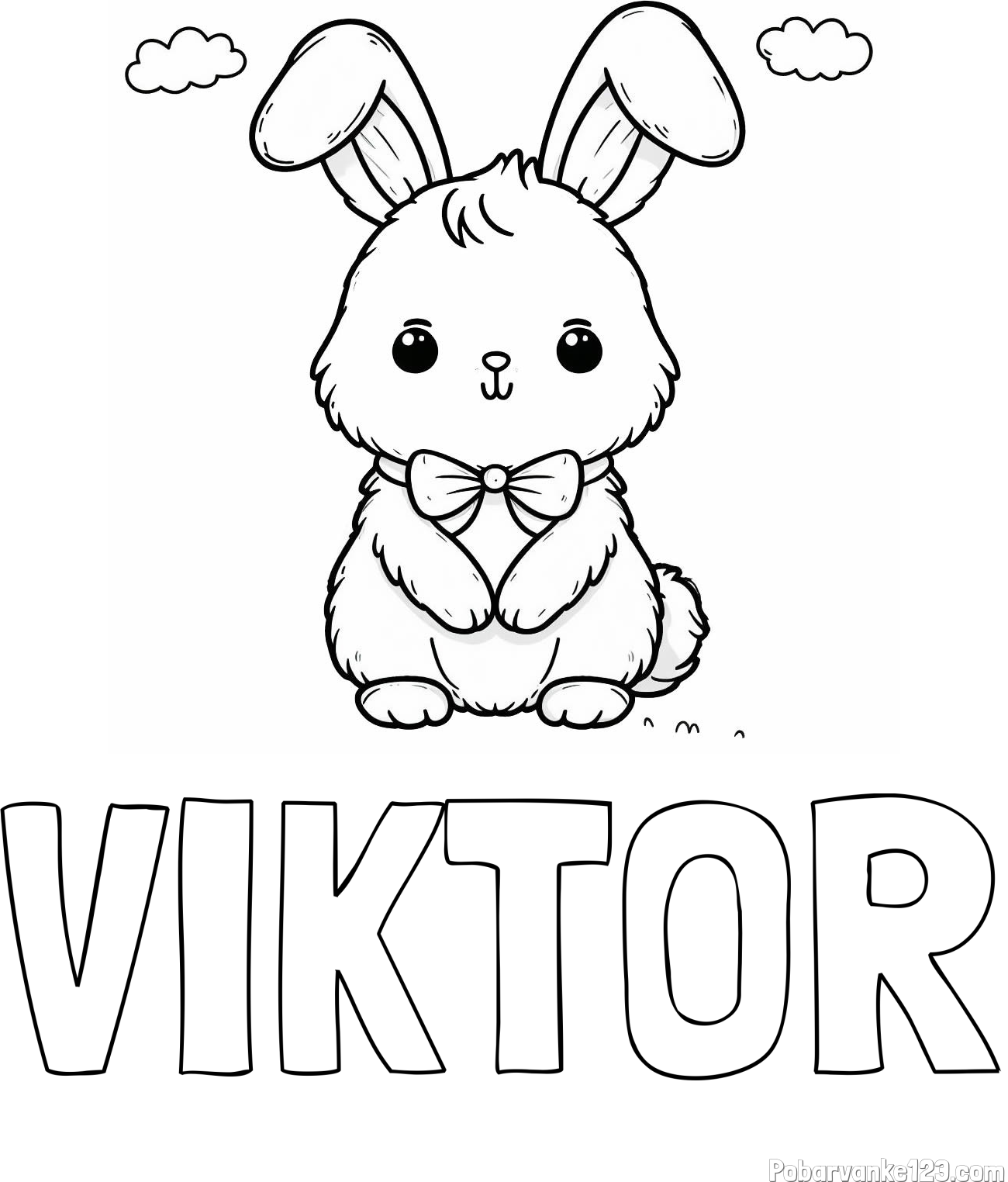 Pobarvanka imena VIKTOR in pobarvanka prikupnega zajčka