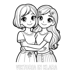 Online izdelana pobarvanka - Pobarvanka imena VIKTORIA IN KLARA in pobarvanka ljubkih prijateljic