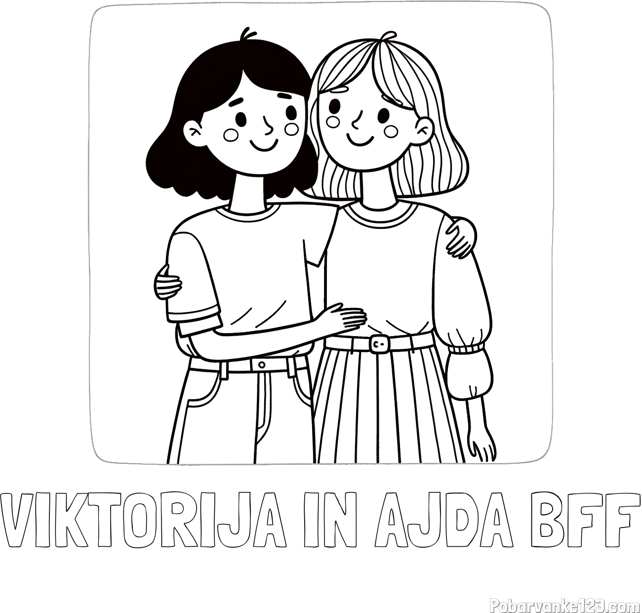 Pobarvanka imena VIKTORIJA IN AJDA BFF in otroška pobarvanka dveh prijateljic