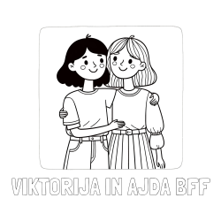Online izdelana pobarvanka - Pobarvanka imena VIKTORIJA IN AJDA BFF in otroška pobarvanka dveh prijateljic
