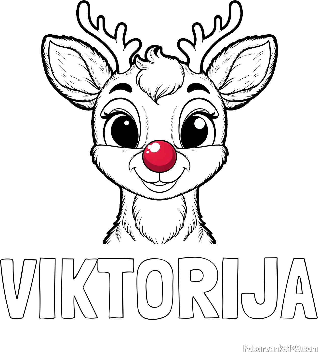 Pobarvanka imena VIKTORIJA in otroška pobarvanka simpatičnega jelenčka Rudolfa