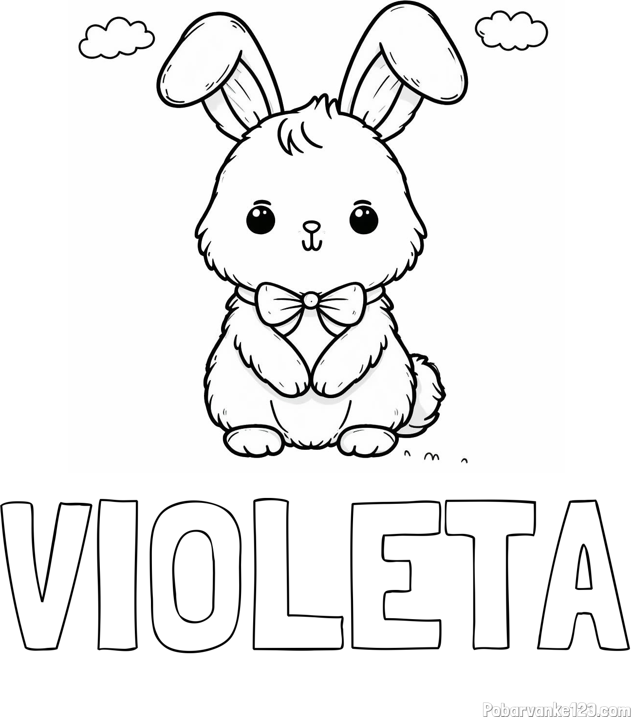 Pobarvanka imena VIOLETA in pobarvanka prikupnega zajčka
