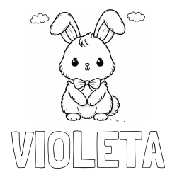 Online izdelana pobarvanka - Pobarvanka imena VIOLETA in pobarvanka prikupnega zajčka