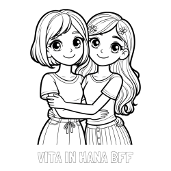 Online izdelana pobarvanka - Pobarvanka imena VITA IN HANA BFF in pobarvanka ljubkih prijateljic