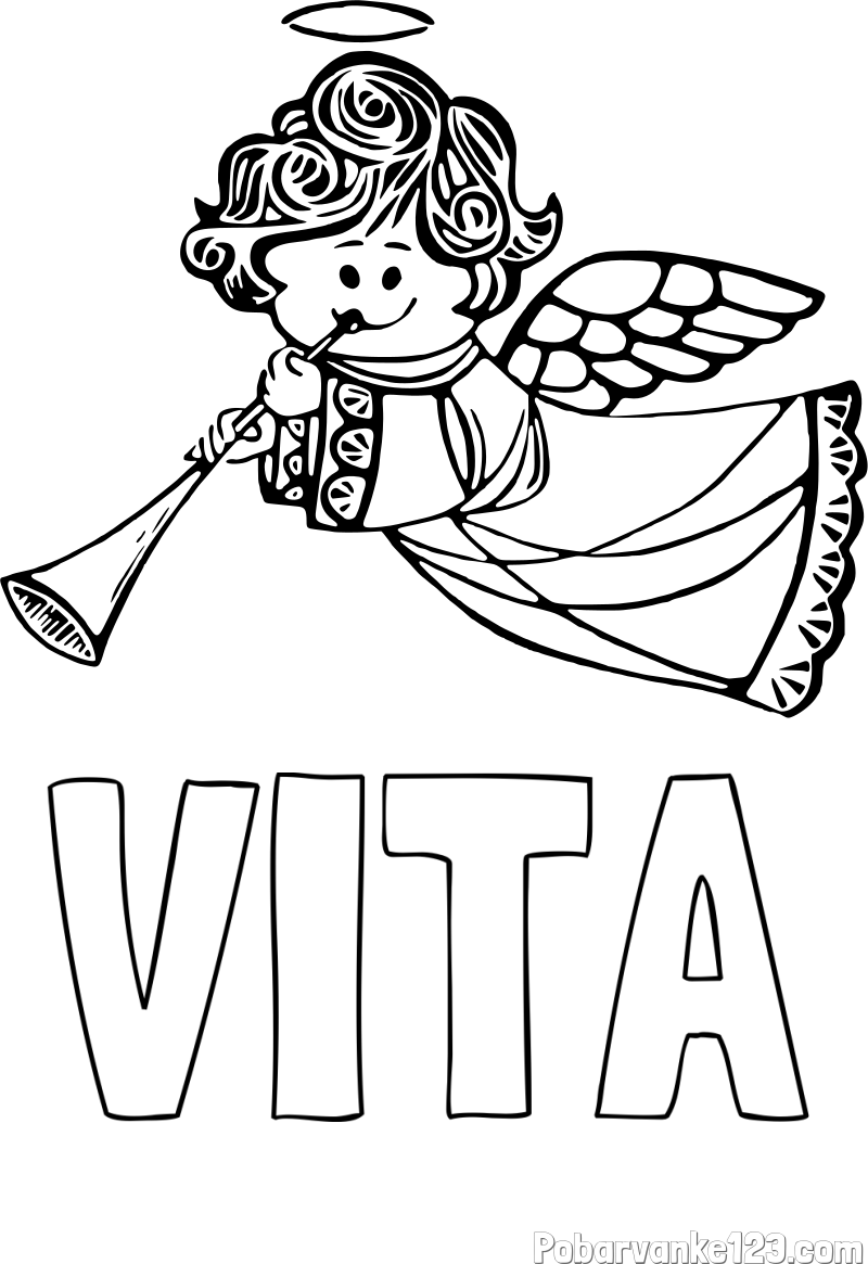Pobarvanka imena VITA in pobarvanka angelčka