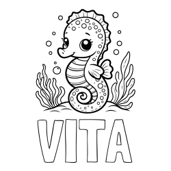 Pobarvanka imena VITA in pobarvanka morskega konjička