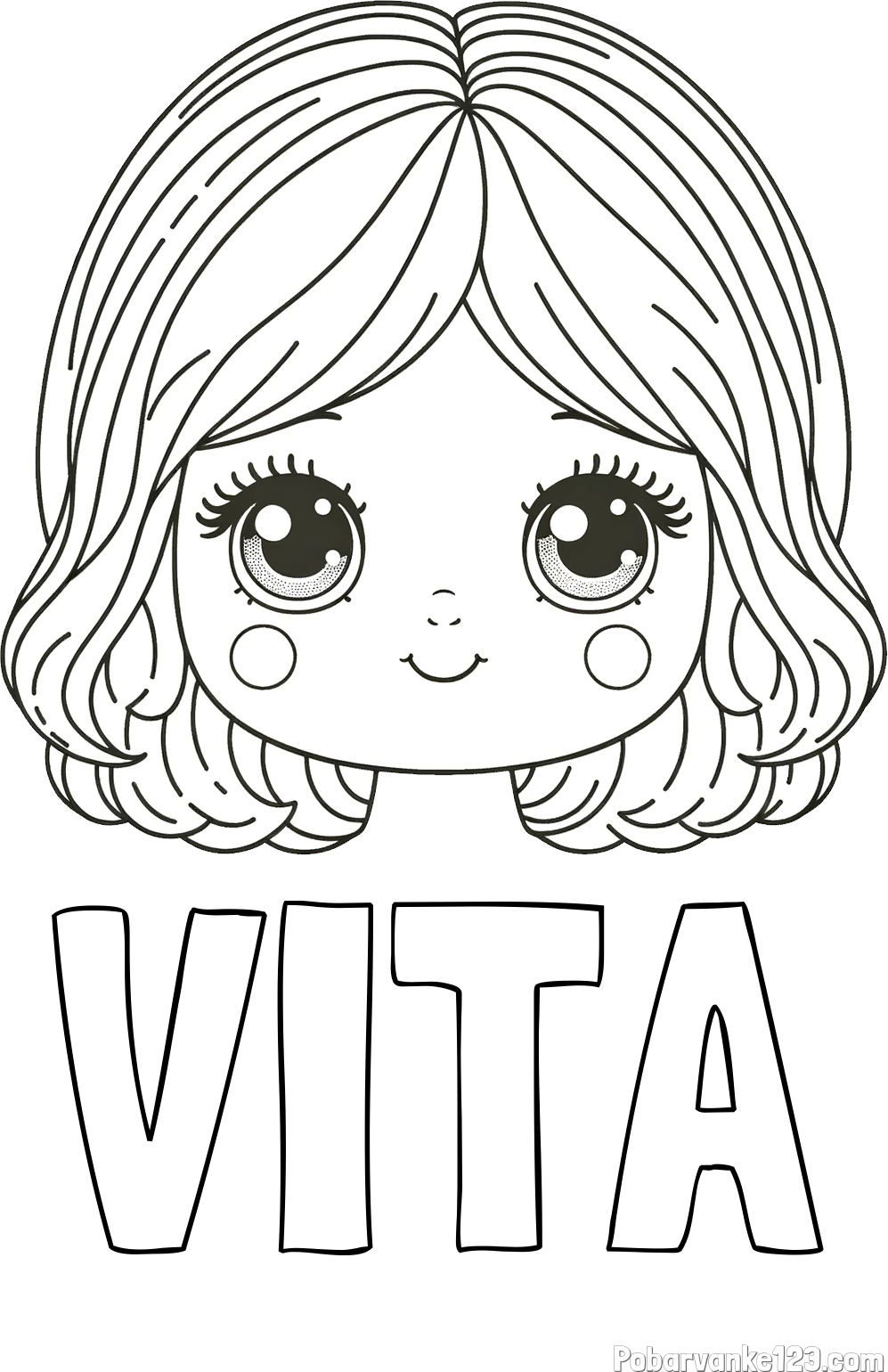 Pobarvanka imena VITA in pobarvanka obraza prikupne punčke