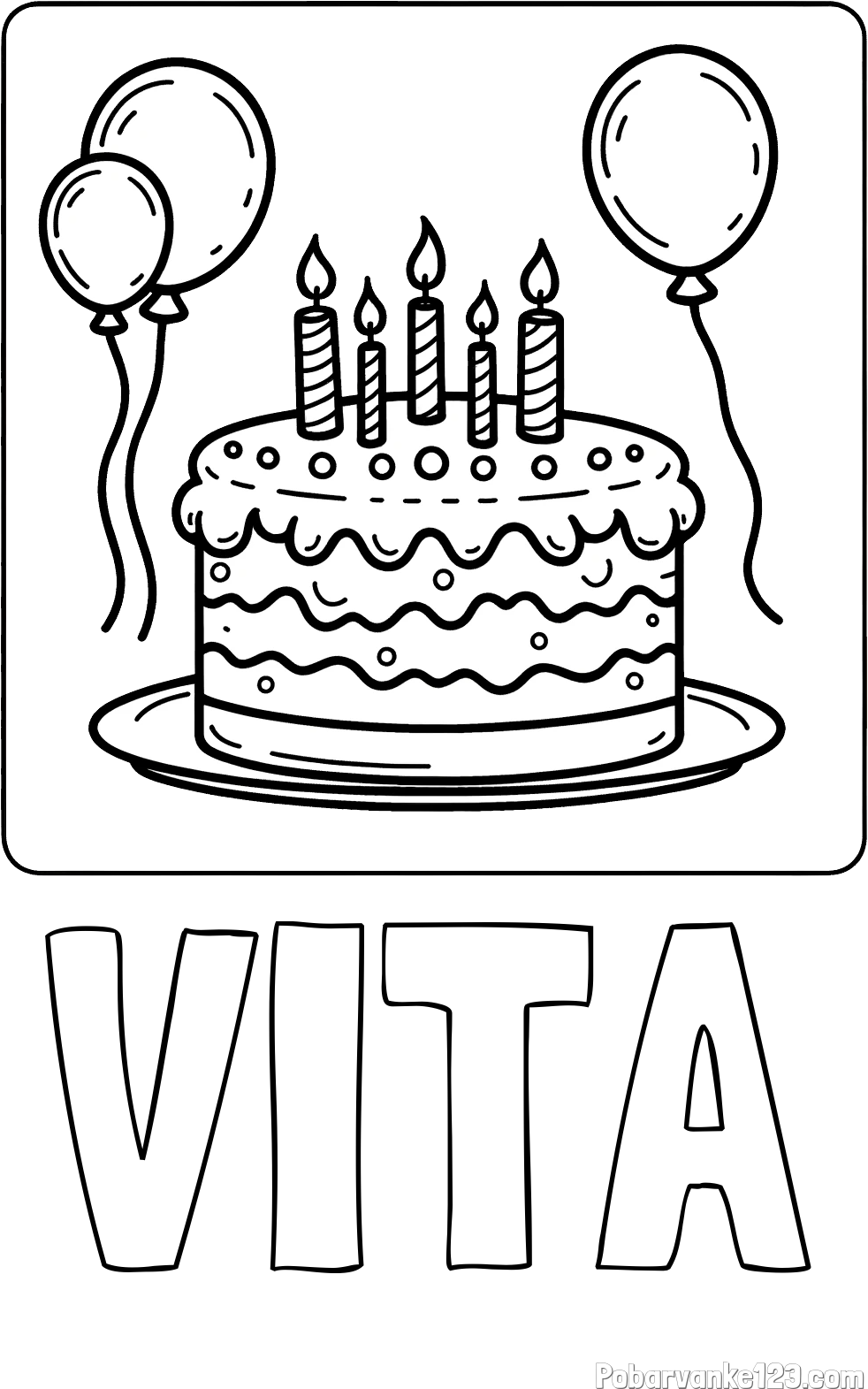 Pobarvanka imena VITA in pobarvanka torte za 5. rojstni dan