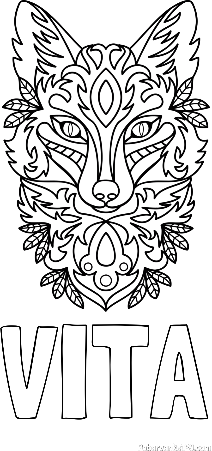 Pobarvanka imena VITA in pobarvanka volka - mandale