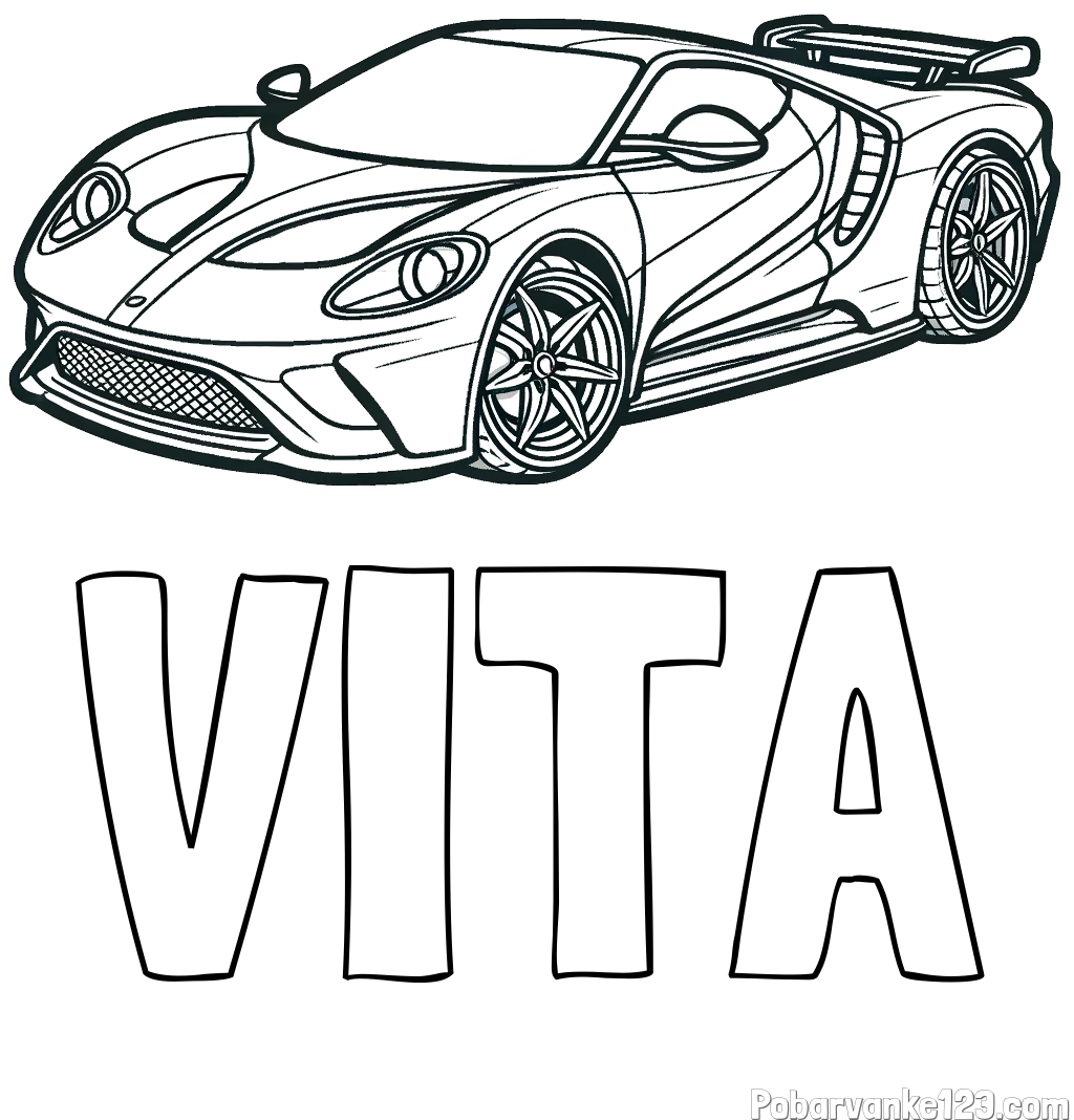 Pobarvanka imena VITA in Športni avtomobil