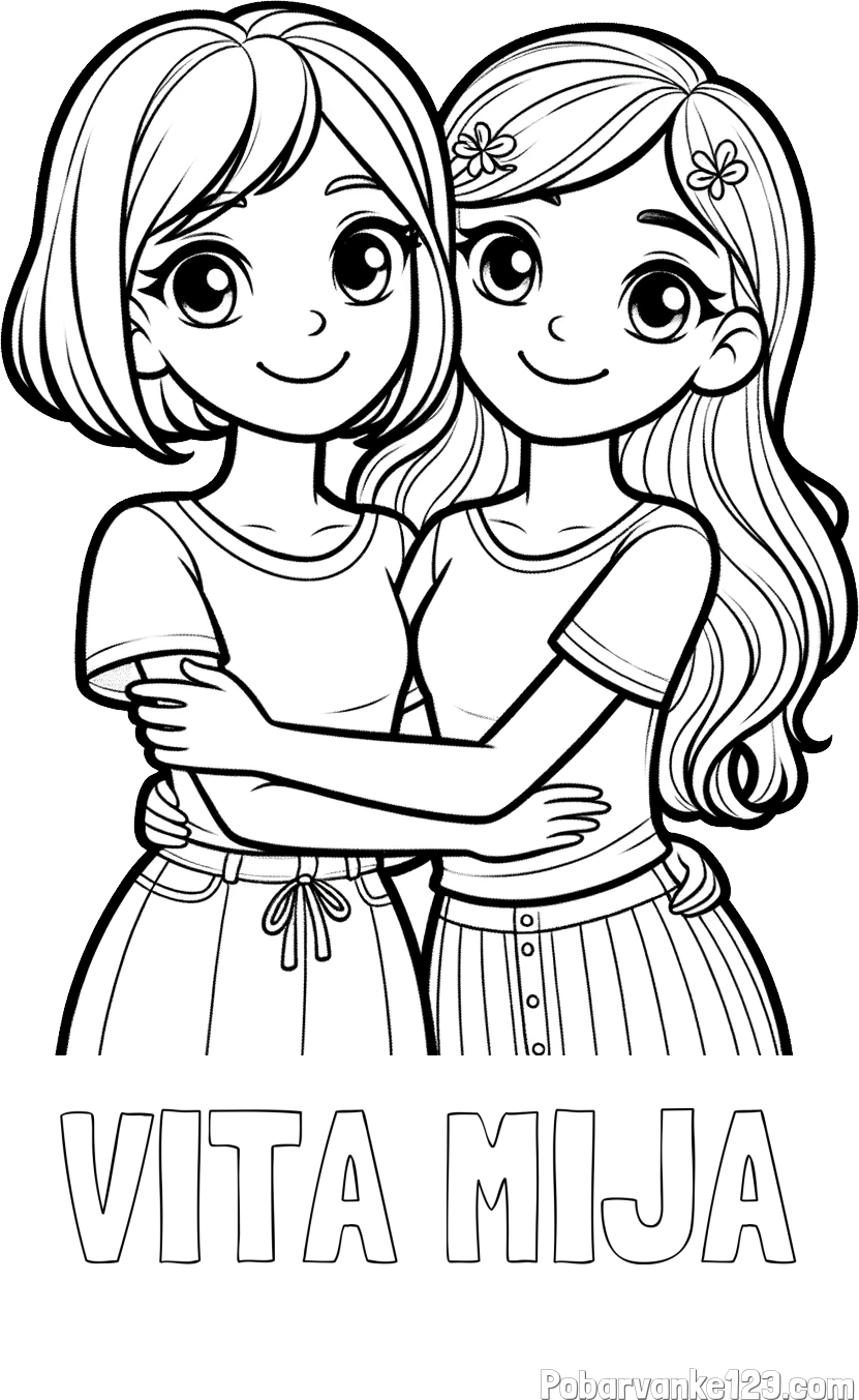 Pobarvanka imena VITA MIJA in pobarvanka ljubkih prijateljic
