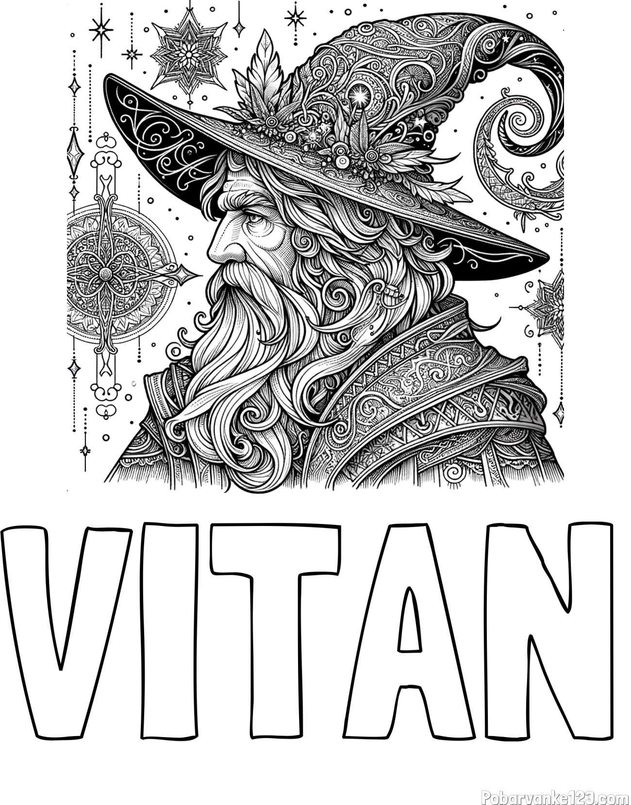 Pobarvanka imena VITAN in Čudovita pobarvanka čarovnika