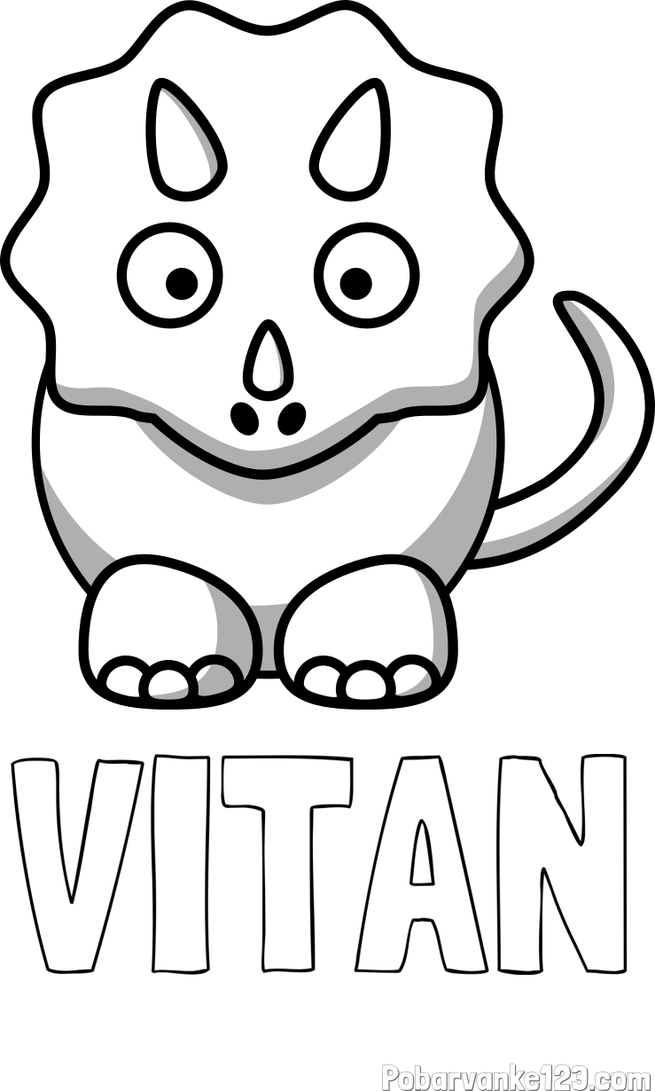 Pobarvanka imena VITAN in pobarvanka dinozavra triceratops