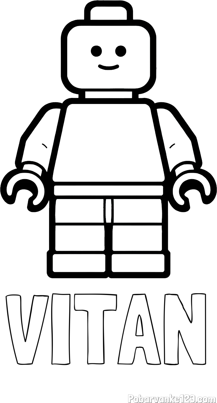 Pobarvanka imena VITAN in pobarvanka LEGO figurice fanta