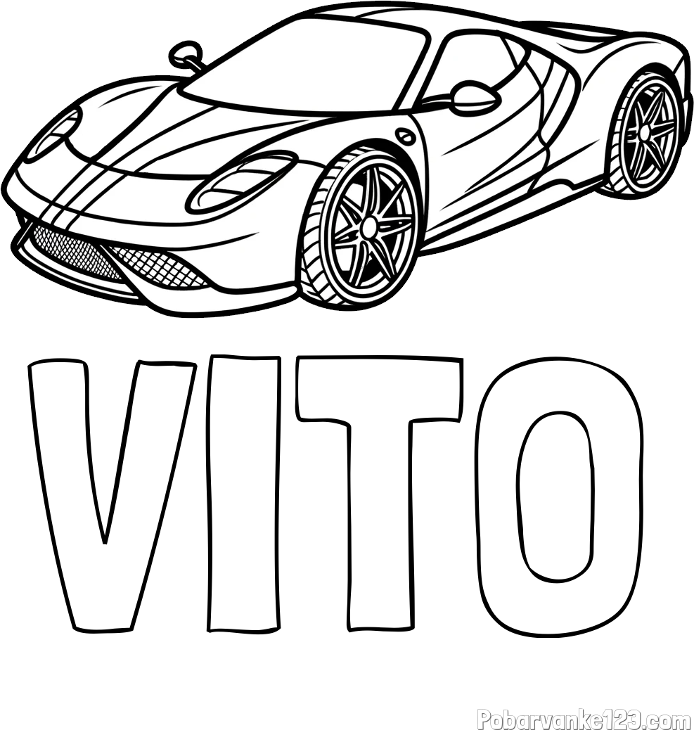 Pobarvanka imena VITO in pobarvanka dirkalnega avtomobila