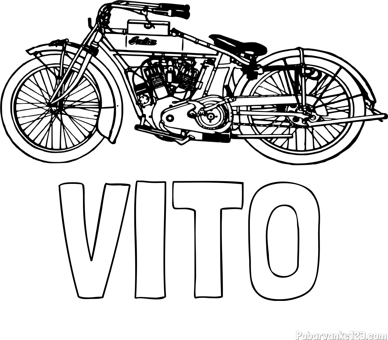 Pobarvanka imena VITO in pobarvanka starega motorja