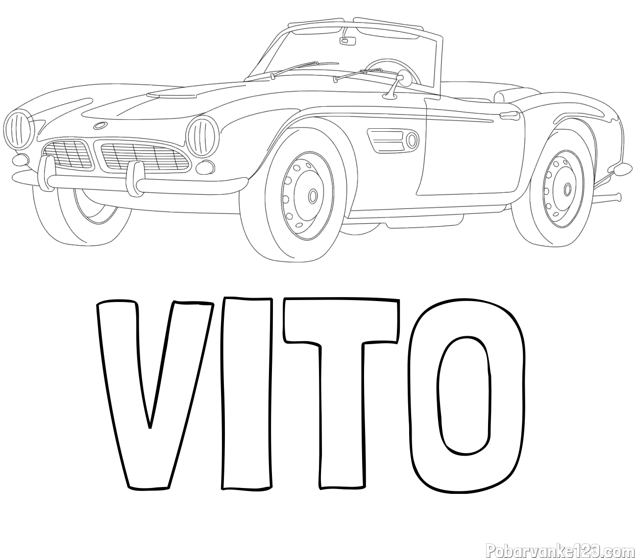 Pobarvanka imena VITO in pobarvnaka starega BMW