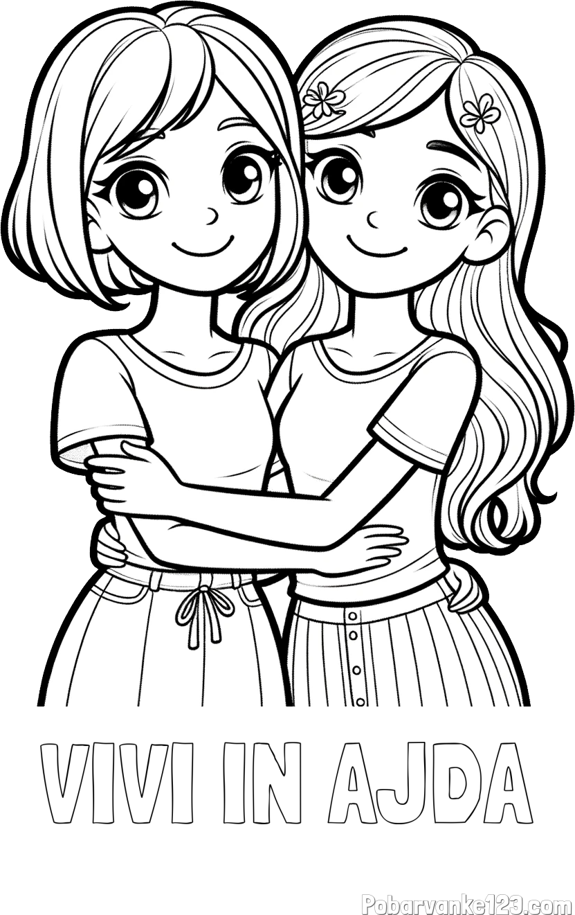 Pobarvanka imena VIVI IN AJDA in pobarvanka ljubkih prijateljic