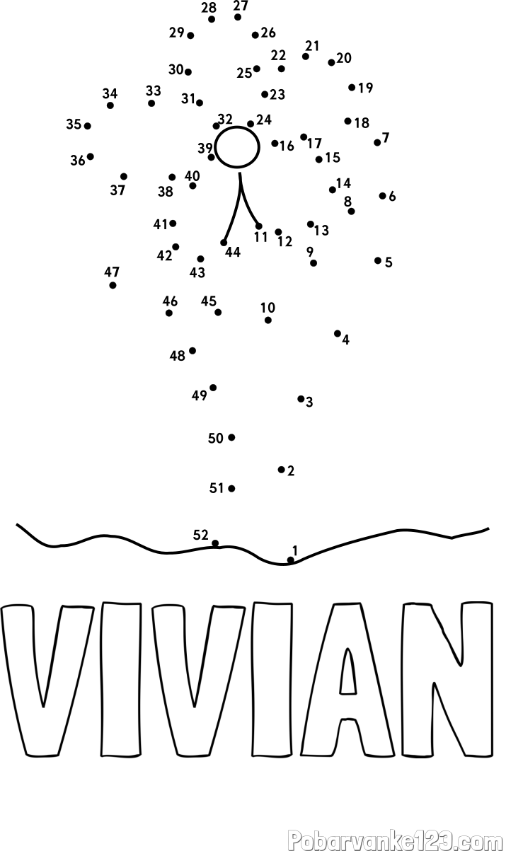 Pobarvanka imena VIVIAN in Črtna pobarvanka cvetlice