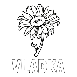 Online izdelana pobarvanka - Pobarvanka imena VLADKA in pobarvanka lepe sončnice