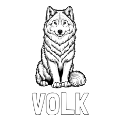 Online izdelana pobarvanka - Pobarvanka imena VOLK in pobarvanka prijaznega volka