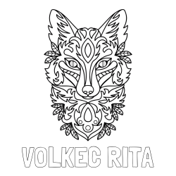 Online izdelana pobarvanka - Pobarvanka imena VOLKEC RITA in pobarvanka volka - mandale