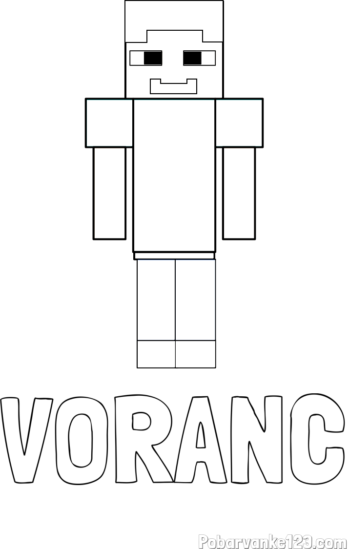 Pobarvanka imena VORANC in pobarvanka Minecraft glavnega junaka