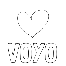 Online izdelana pobarvanka - Pobarvanka imena VOYO in srček