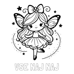 Online izdelana pobarvanka - Pobarvanka imena VSE NAJ NAJ in ljubka čarobna vila