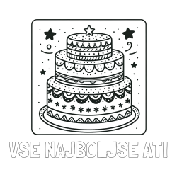 Online izdelana pobarvanka - Pobarvanka imena VSE NAJBOLJŠE ATI in pobarvanka slastne torte