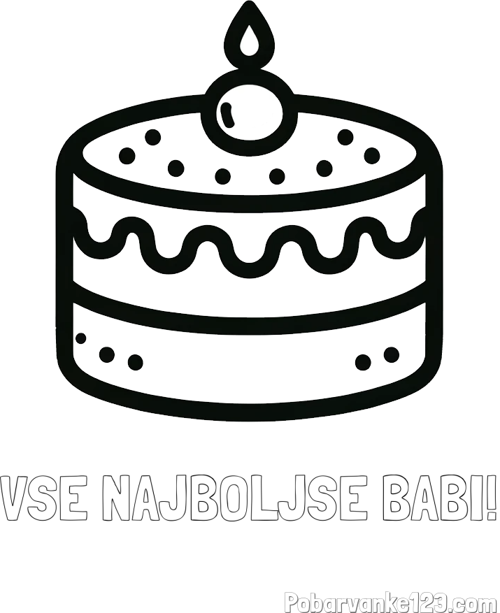 Pobarvanka imena VSE NAJBOLJŠE BABI! in otroška pobarvanka majhne torte