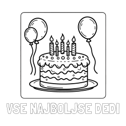 Online izdelana pobarvanka - Pobarvanka imena VSE NAJBOLJŠE DEDI in pobarvanka torte za 5. rojstni dan