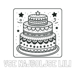 Online izdelana pobarvanka - Pobarvanka imena VSE NAJBOLJŠE LILI in pobarvanka slastne torte