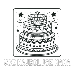 Online izdelana pobarvanka - Pobarvanka imena VSE NAJBOLJŠE MAMA in pobarvanka slastne torte