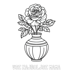 Pobarvanka imena VSE NAJBOLJŠE MAMA in pobarvanka vrtnice v vazi