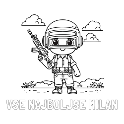 Online izdelana pobarvanka - Pobarvanka imena VSE NAJBOLJŠE MILAN in lepa otroška PUBG pobarvanka