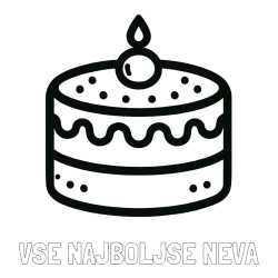 Online izdelana pobarvanka - Pobarvanka imena VSE NAJBOLJŠE NEVA in otroška pobarvanka majhne torte