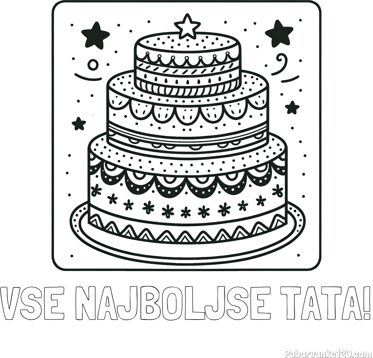 Pobarvanka imena VSE NAJBOLJŠE TATA! in pobarvanka slastne torte