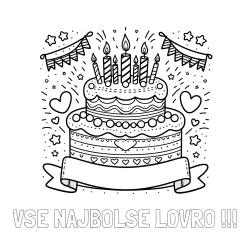 Online izdelana pobarvanka - Pobarvanka imena VSE NAJBOLŠE LOVRO !!! in pobarvanka velike torte za rojstni dan