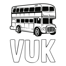 Online izdelana pobarvanka - Pobarvanka imena VUK in pobarvanka dvonadstropnega avtobusa