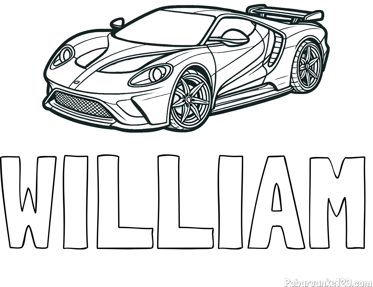 Pobarvanka imena WILLIAM in Športni avtomobil