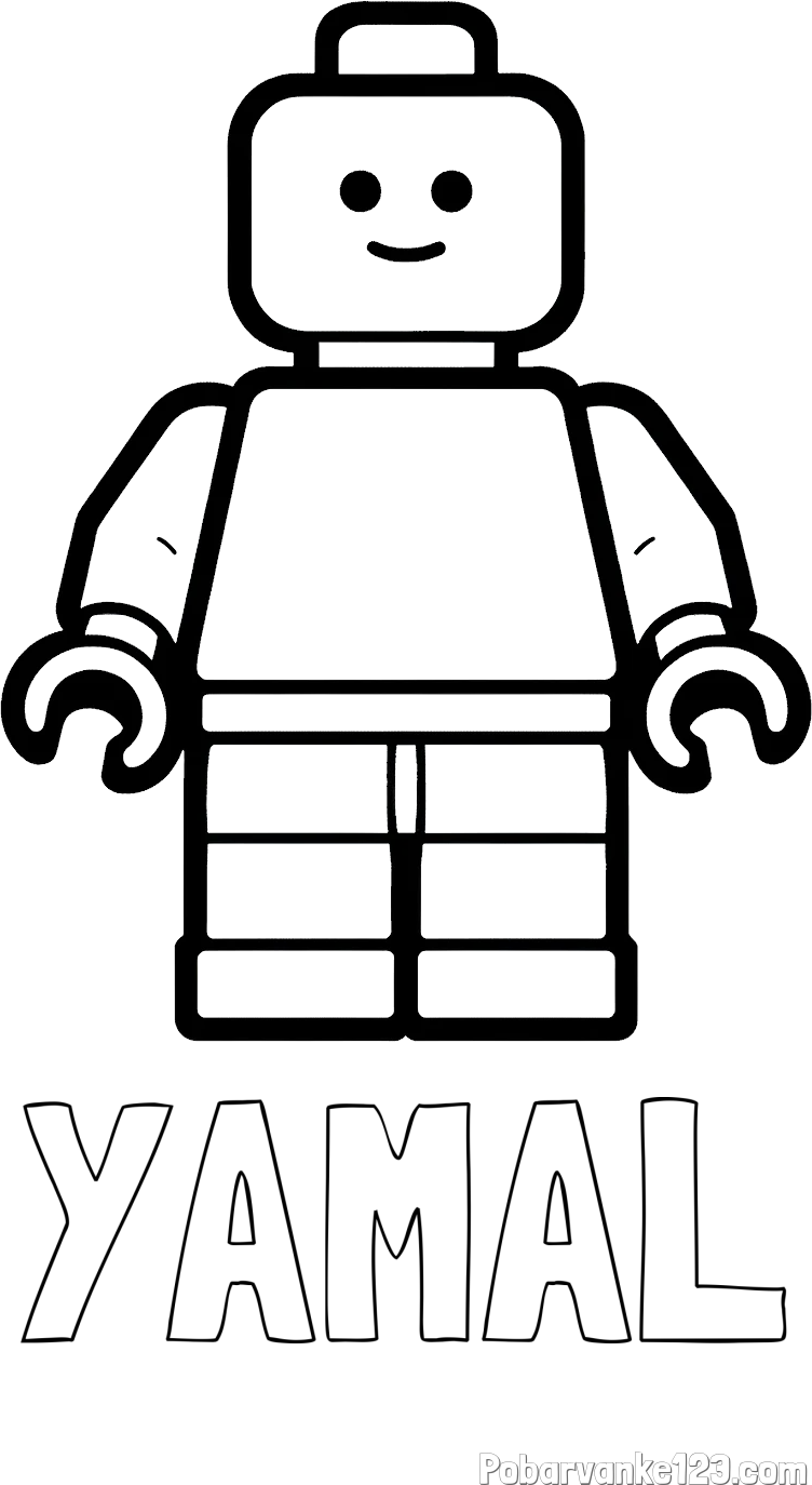 Pobarvanka imena YAMAL in pobarvanka LEGO figurice fanta
