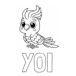 Online izdelana pobarvanka - Pobarvanka imena YOI in pobarvanka ljubke papige
