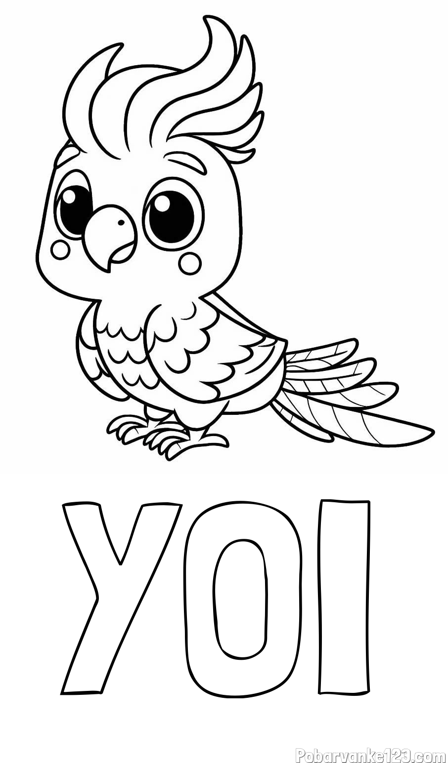 Pobarvanka imena YOI in pobarvanka ljubke papige