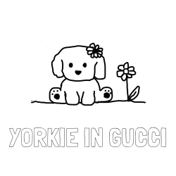 Online izdelana pobarvanka - Pobarvanka imena YORKIE IN GUCCI in KUŽIKA