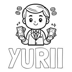 Online izdelana pobarvanka - Pobarvanka imena YURII in otroška pobarvanka bankirja z veliko denarja