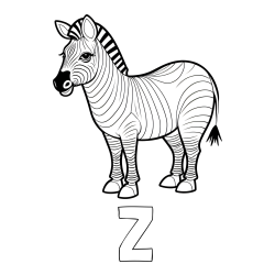 Online izdelana pobarvanka - Pobarvanka imena Z in pobarvanka ljubke zebre