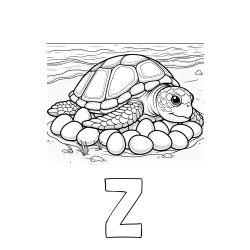 Online izdelana pobarvanka - Pobarvanka imena Ž in pobarvanka želve na obali