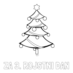 Online izdelana pobarvanka - Pobarvanka imena ZA 3. ROJSTNI DAN in božična smreka